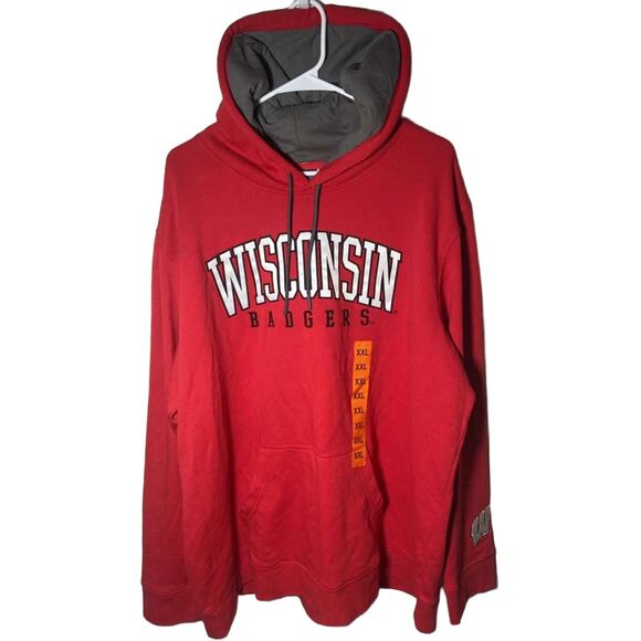 Wisconsin Badgers Men’s XXL Red Hoodie Sweatshirt NWT Pullover NCAA Logo - Picture 4 of 10